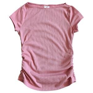 Abercrombie Kids T-Shirt Short Sleeve Pink Ruched Sides Blouse Top Size 13/14
